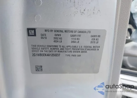 2010 Chevrolet Impala Lt from USA, damaged, VIN 2G1WB5EK4A1250237